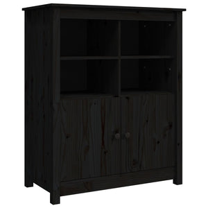 Credenza-Buffet-Armadio da cucina Nera 83x41,5x100 cm in Legno Massello di Pino 599390