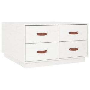 Tavolino da Salotto Bianco 80x80x45 cm Legno Massello di Pino 821518