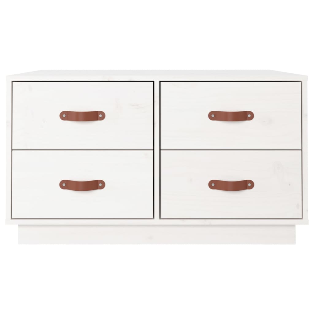 Tavolino da Salotto Bianco 80x80x45 cm Legno Massello di Pino 821518