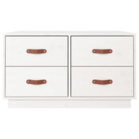 Tavolino da Salotto Bianco 80x80x45 cm Legno Massello di Pino 821518