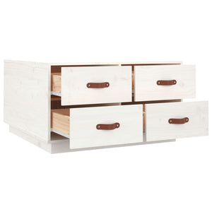 Tavolino da Salotto Bianco 80x80x45 cm Legno Massello di Pino 821518