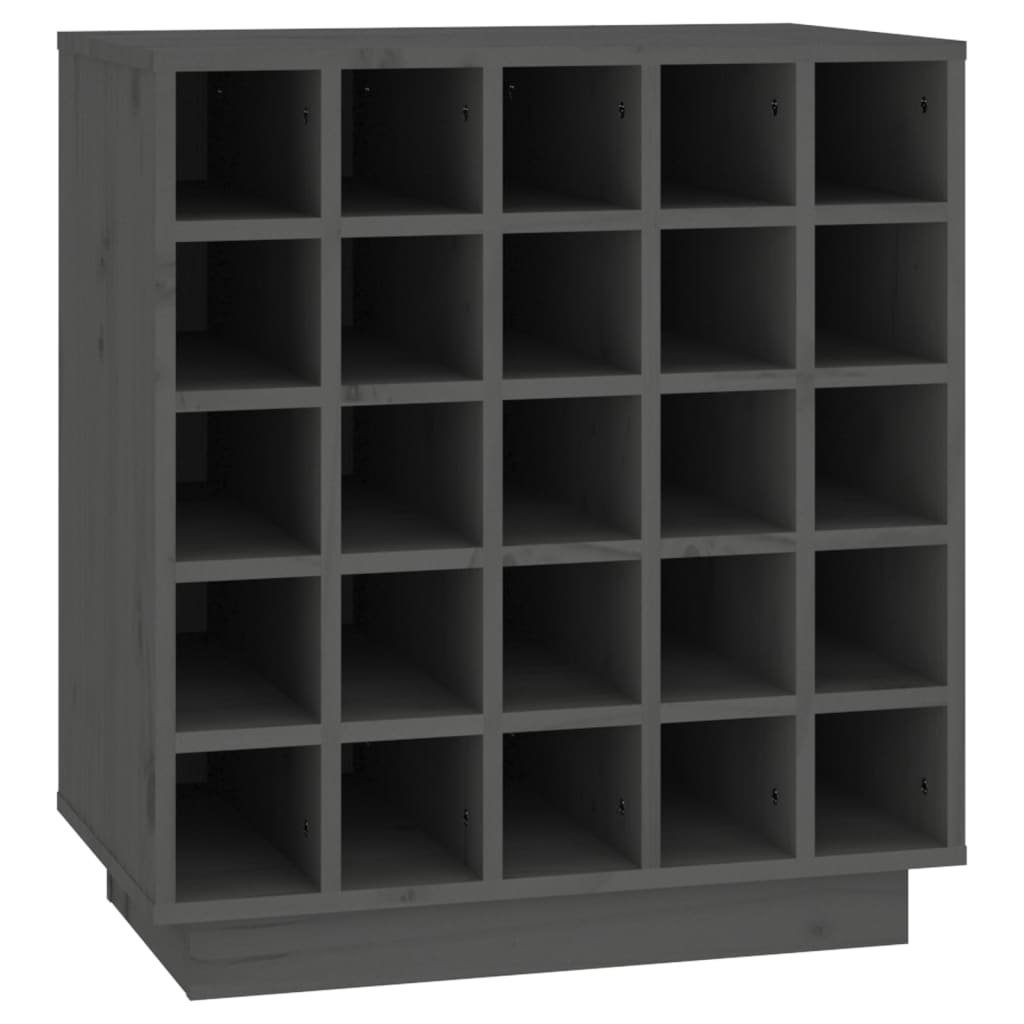 Portabottiglie Grigio 55,5x34x61 cm in Legno Massello di Pino 821529