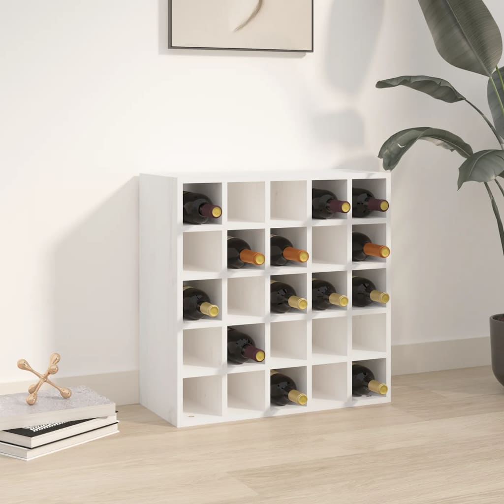 Portabottiglie Bianco 56x25x56 cm in Legno Massello di Pino 821538