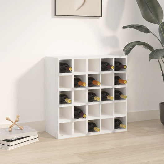 Portabottiglie Bianco 56x25x56 cm in Legno Massello di Pino cod mxl 51354