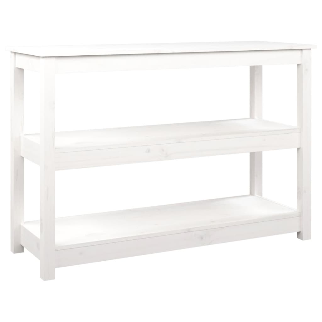 Tavolo Consolle Bianco 110x40x74 cm in Legno Massello di Pino