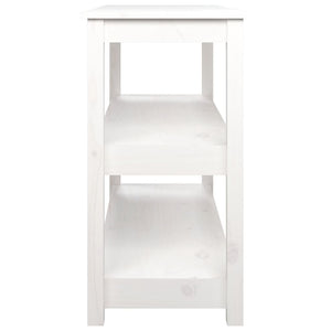 Tavolo Consolle Bianco 110x40x74 cm in Legno Massello di Pino