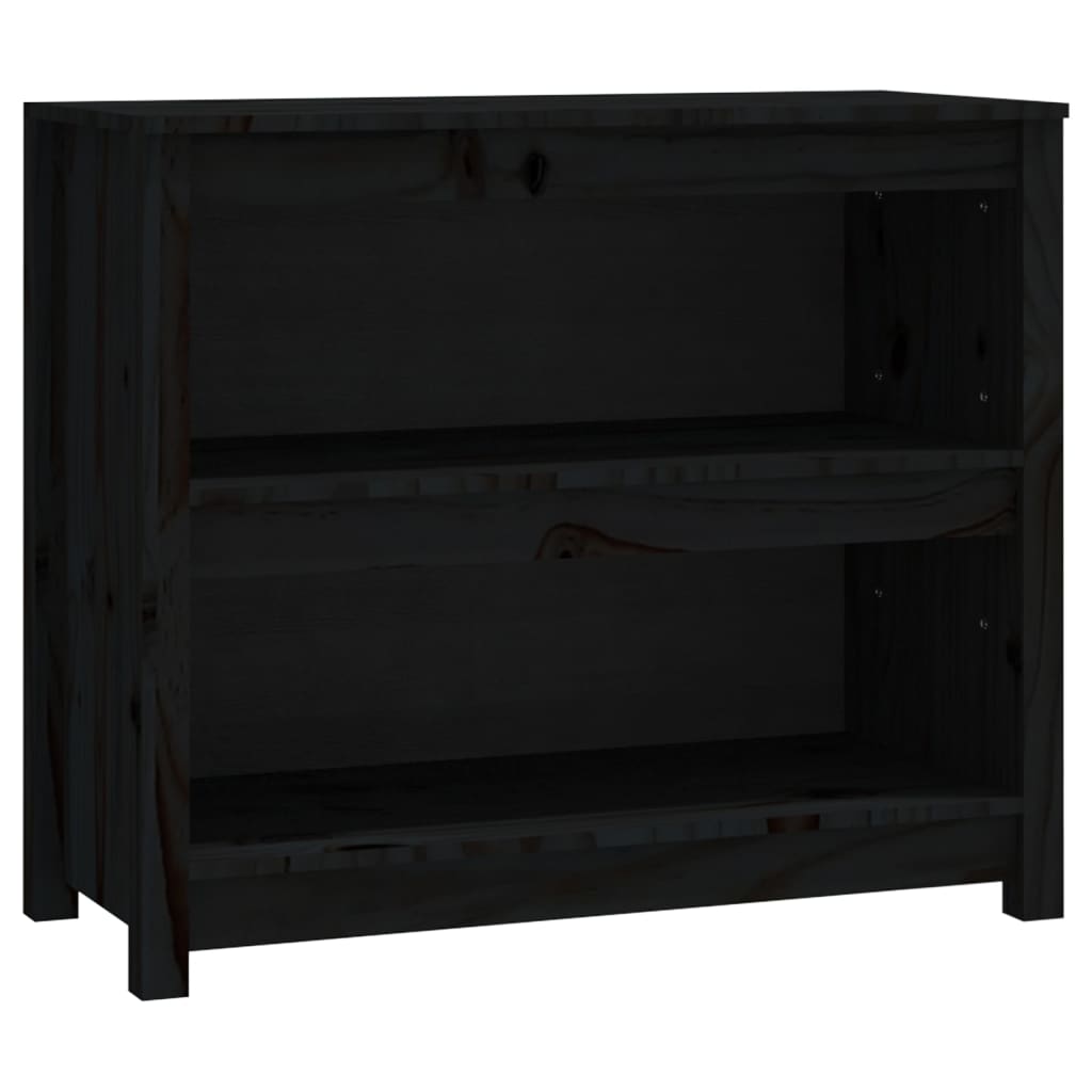 Libreria Nera 80x35x68 cm in Legno Massello di Pino 821678