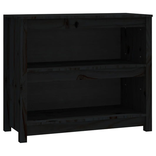 Libreria Nera 80x35x68 cm in Legno Massello di Pino 821678
