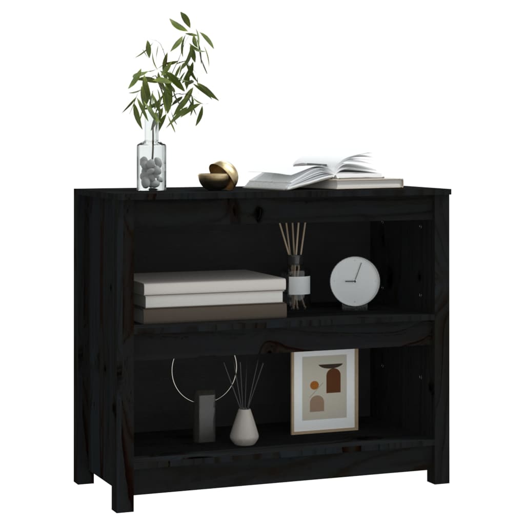 Libreria Nera 80x35x68 cm in Legno Massello di Pino 821678