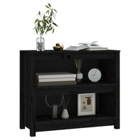Libreria Nera 80x35x68 cm in Legno Massello di Pino 821678