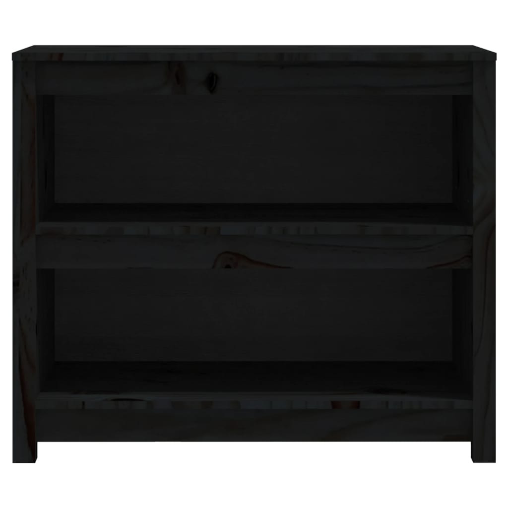 Libreria Nera 80x35x68 cm in Legno Massello di Pino 821678