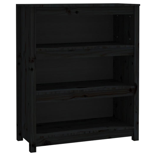 Libreria Nera 80x35x97 cm in Legno Massello di Pino 821683