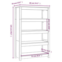 Libreria 80x35x126 cm in Legno Massello di Pino cod mxl 10363