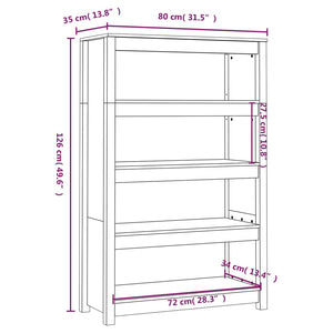 Libreria 80x35x126 cm in Legno Massello di Pino cod mxl 10363