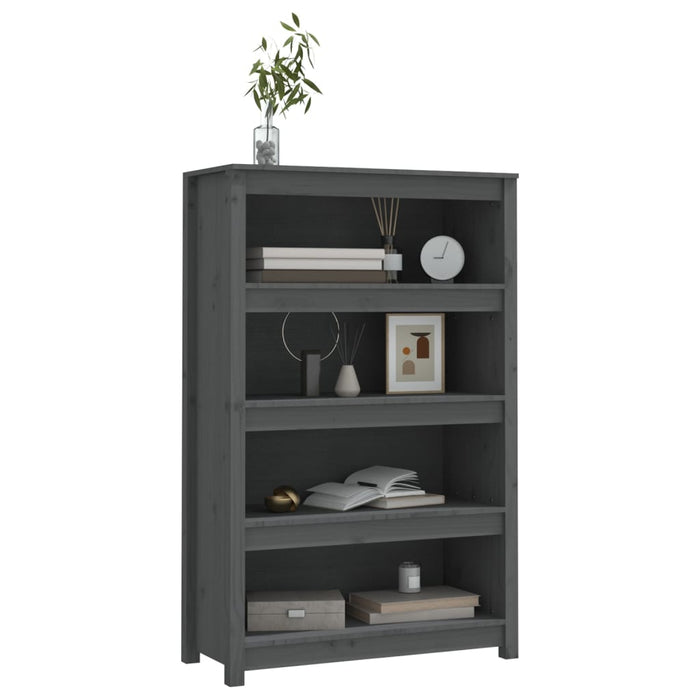 Libreria Grigia 80x35x126 cm in Legno Massello di Pino 821686