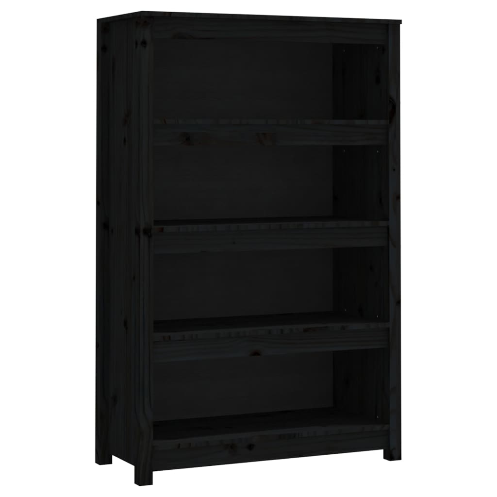 Libreria Nera 80x35x126 cm in Legno Massello di Pino 821688