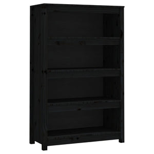 Libreria Nera 80x35x126 cm in Legno Massello di Pino 821688