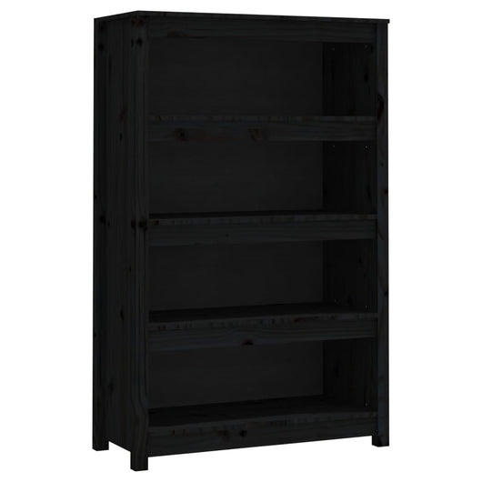 Libreria Nera 80x35x126 cm in Legno Massello di Pino 821688