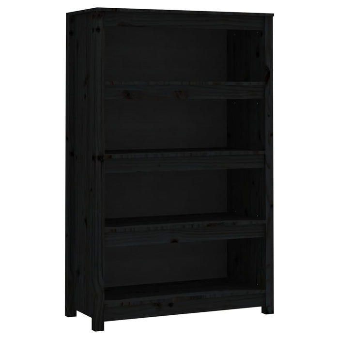 Libreria Nera 80x35x126 cm in Legno Massello di Pino 821688