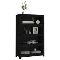 Libreria Nera 80x35x126 cm in Legno Massello di Pino 821688