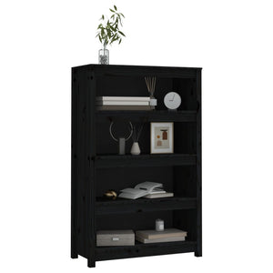 Libreria Nera 80x35x126 cm in Legno Massello di Pino 821688