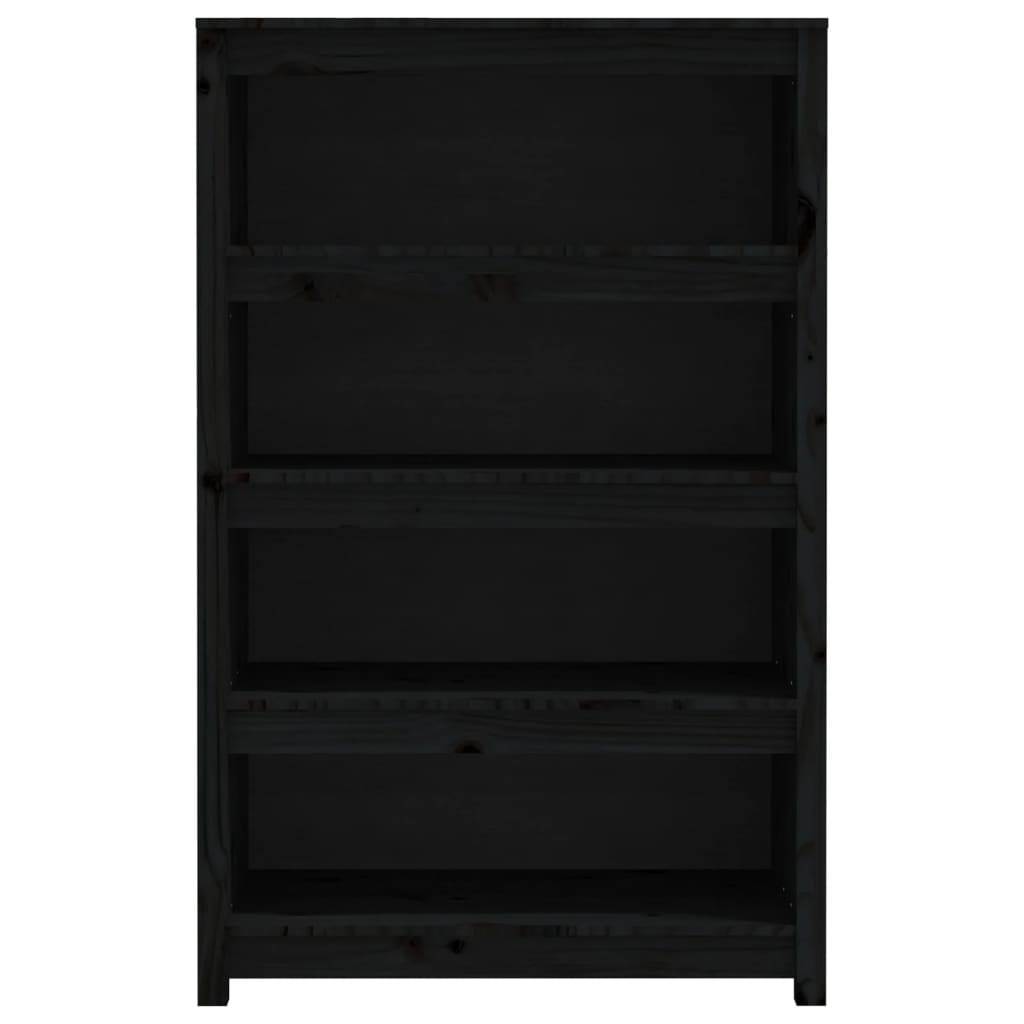 Libreria Nera 80x35x126 cm in Legno Massello di Pino 821688