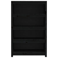 Libreria Nera 80x35x126 cm in Legno Massello di Pino 821688