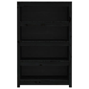 Libreria Nera 80x35x126 cm in Legno Massello di Pino 821688
