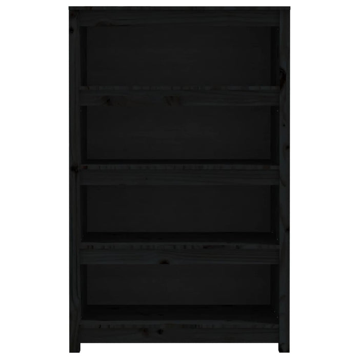 Libreria Nera 80x35x126 cm in Legno Massello di Pino 821688
