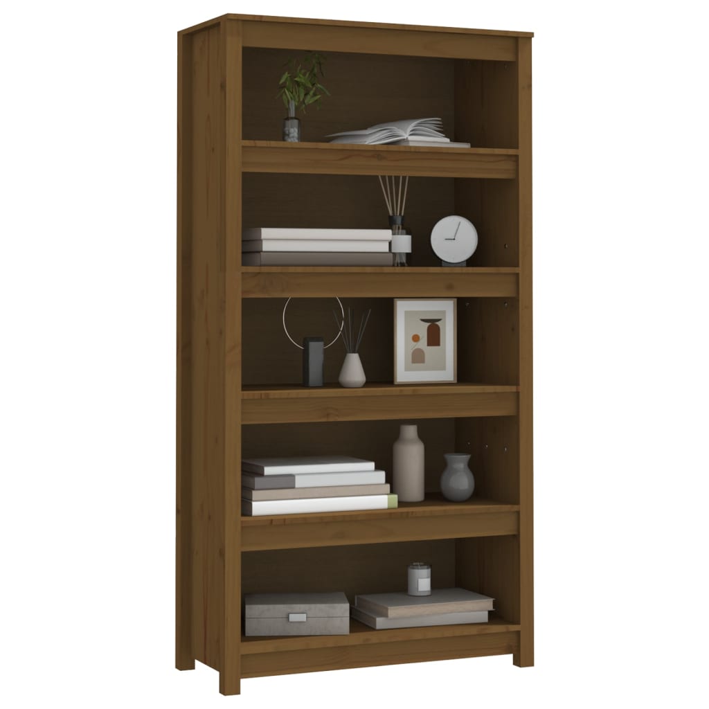 Libreria Marrone ambra 80x35x154 cm in Legno Massello di Pino 821692