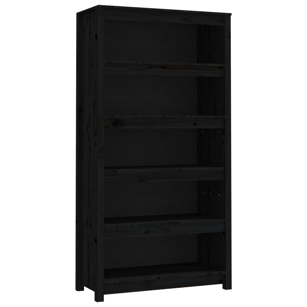 Libreria Nera 80x35x154 cm in Legno Massello di Pino 821693