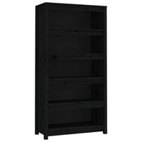Libreria Nera 80x35x154 cm in Legno Massello di Pino 821693