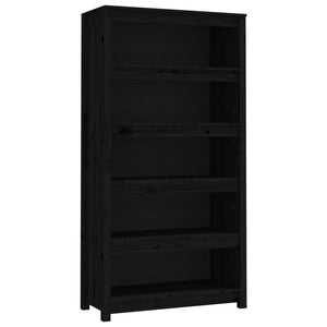 Libreria Nera 80x35x154 cm in Legno Massello di Pino 821693