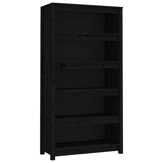 Libreria Nera 80x35x154 cm in Legno Massello di Pino 821693