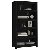 Libreria Nera 80x35x154 cm in Legno Massello di Pino 821693