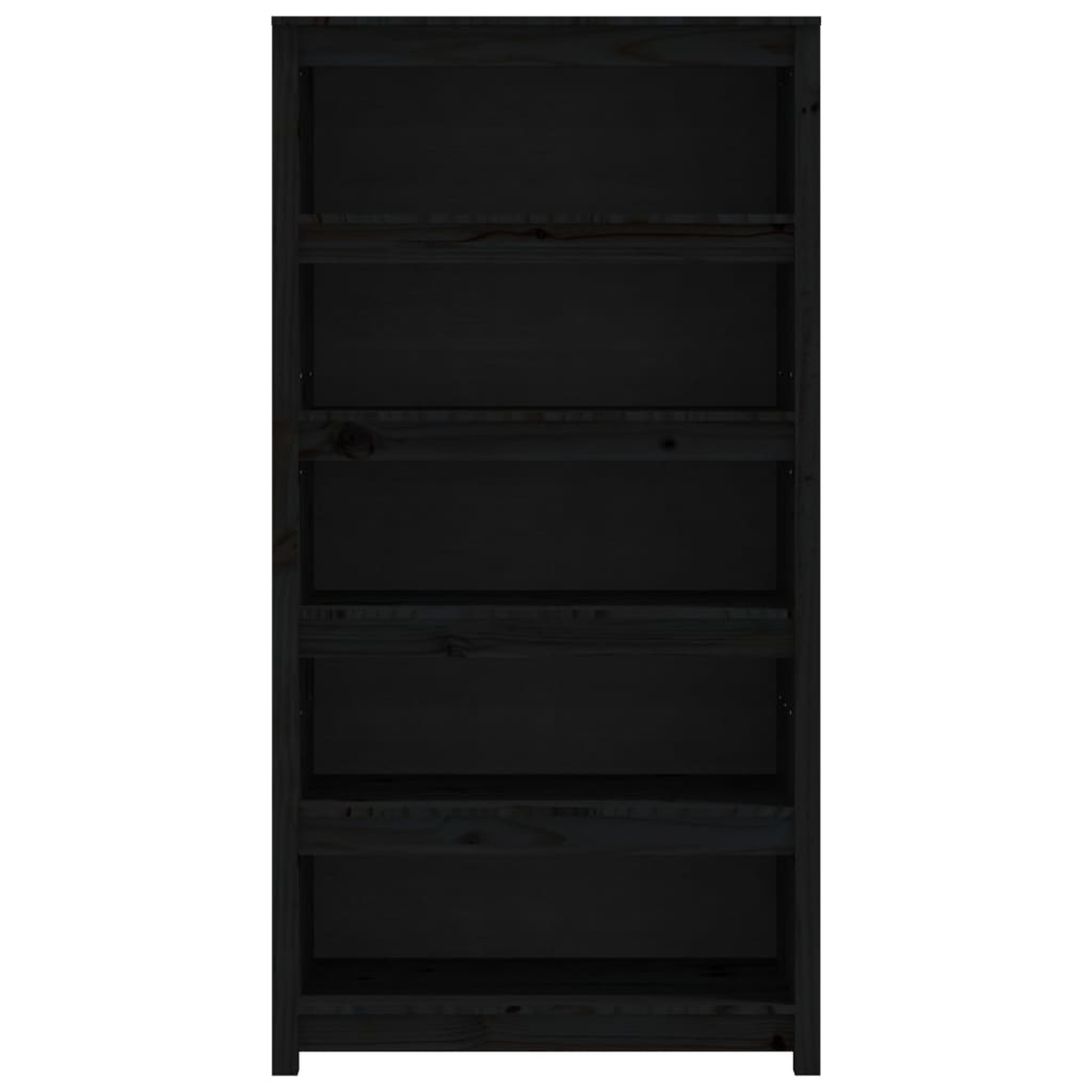 Libreria Nera 80x35x154 cm in Legno Massello di Pino 821693