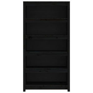 Libreria Nera 80x35x154 cm in Legno Massello di Pino 821693