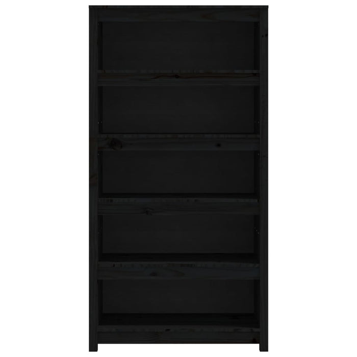 Libreria Nera 80x35x154 cm in Legno Massello di Pino 821693