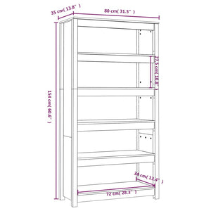 Libreria Nera 80x35x154 cm in Legno Massello di Pino 821693