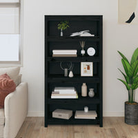 Libreria Nera 80x35x154 cm in Legno Massello di Pino 821693