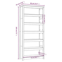 Libreria 80x35x183 cm in Legno Massello di Pino 821694