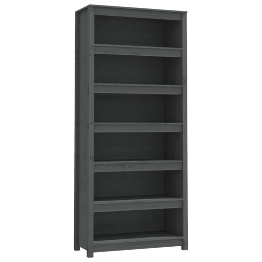 Libreria Grigia 80x35x183 cm in Legno Massello di Pino 821696