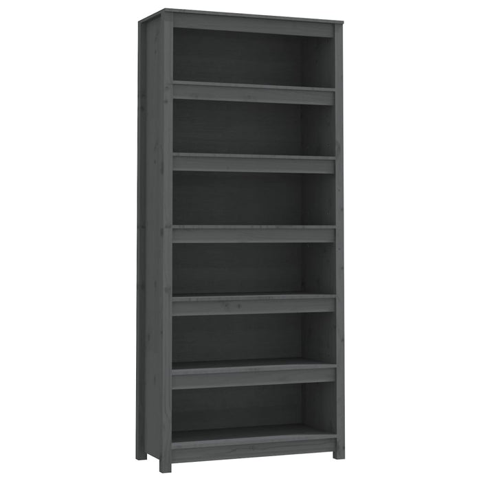 Libreria Grigia 80x35x183 cm in Legno Massello di Pino 821696