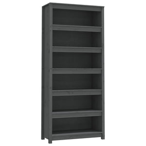 Libreria Grigia 80x35x183 cm in Legno Massello di Pino 821696