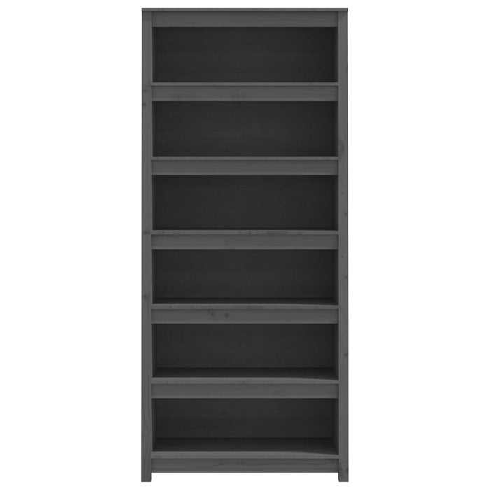 Libreria Grigia 80x35x183 cm in Legno Massello di Pino 821696