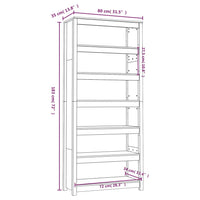 Libreria Grigia 80x35x183 cm in Legno Massello di Pino 821696