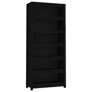 Libreria Nera 80x35x183 cm in Legno Massello di Pino 821698