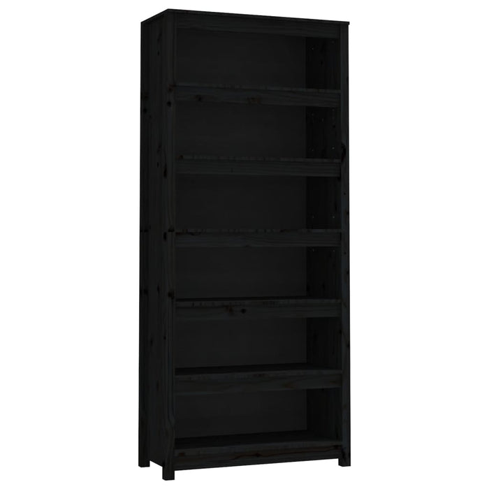 Libreria Nera 80x35x183 cm in Legno Massello di Pino 821698