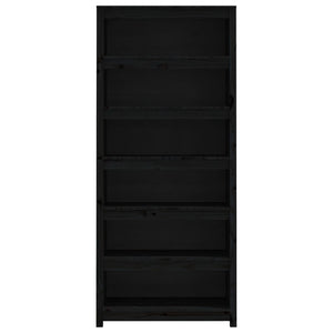 Libreria Nera 80x35x183 cm in Legno Massello di Pino 821698