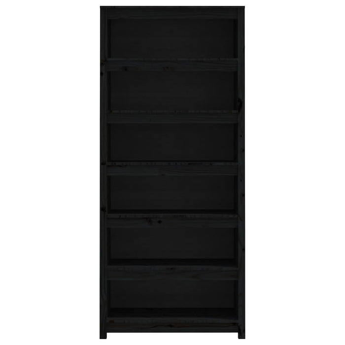 Libreria Nera 80x35x183 cm in Legno Massello di Pino 821698